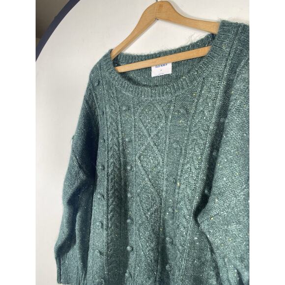 Old Navy Sweater Sz 2X Green Chunky Knit Womens Cable Knit Fisherman Cabin Core - Picture 7 of 12